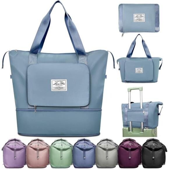 Large Travel Duffel Bag Foldable Expandable Waterproof Gym Weekender Carry On - Picture 1 of 7